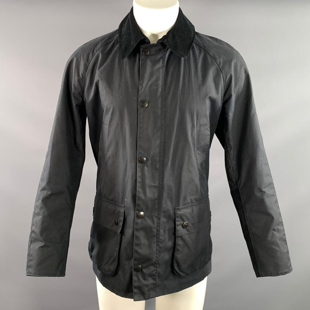 BARBOUR Size S Black Mixed Patterns Cotton Double Zipper Jacket